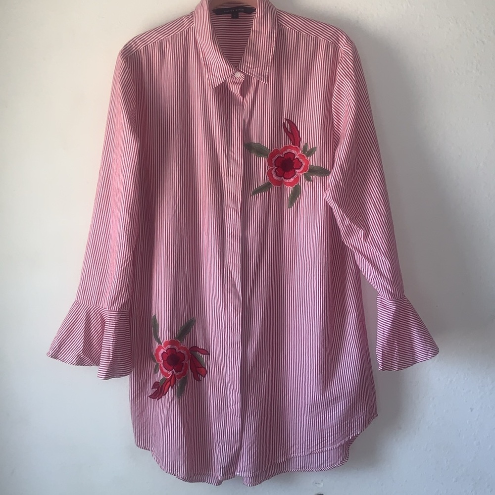 Walter Baker Becca floral Tunic red white stripe size Large